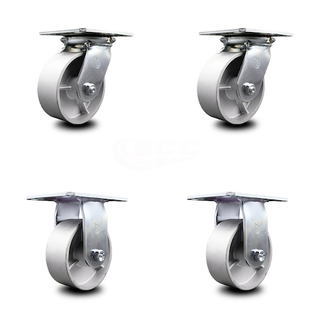 Service Caster 5 Inch Semi Steel Caster Set with Ball Bearings 2 Swivel 2 Rigid SCC-35S520-SSB-2-R-2